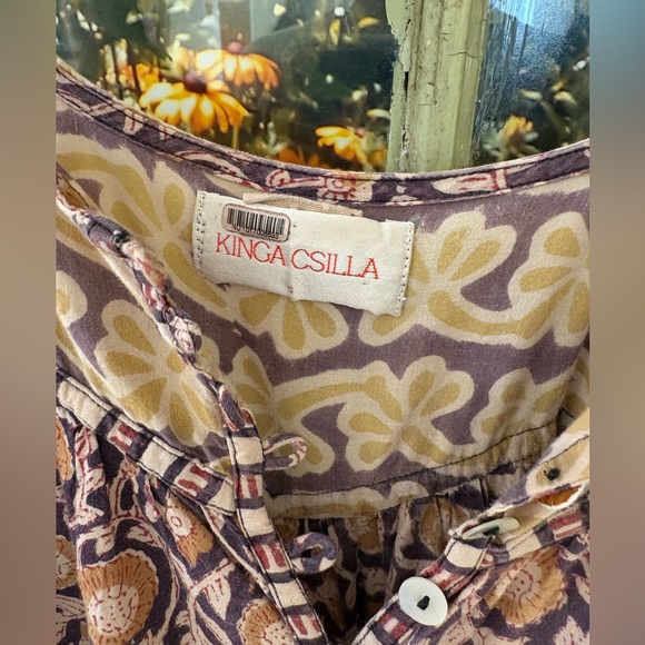 Kinga Csilla Turner Floral Neroli Dress Brown Bohemian Cotton Size Small - Picture 4 of 5